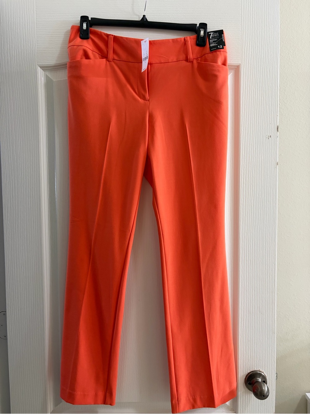 New York & Company Coral Orange Straight Leg Dress Pants